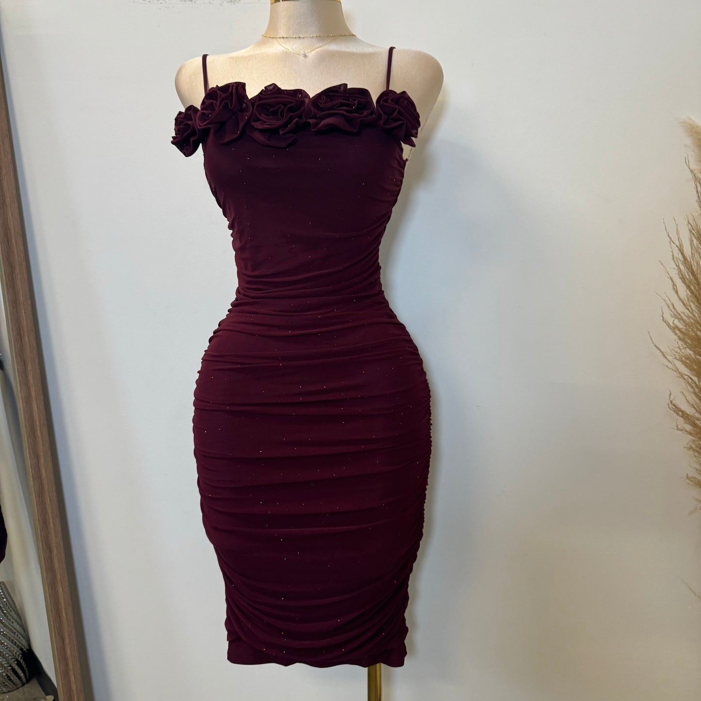 Audrina Dress-Burgundy