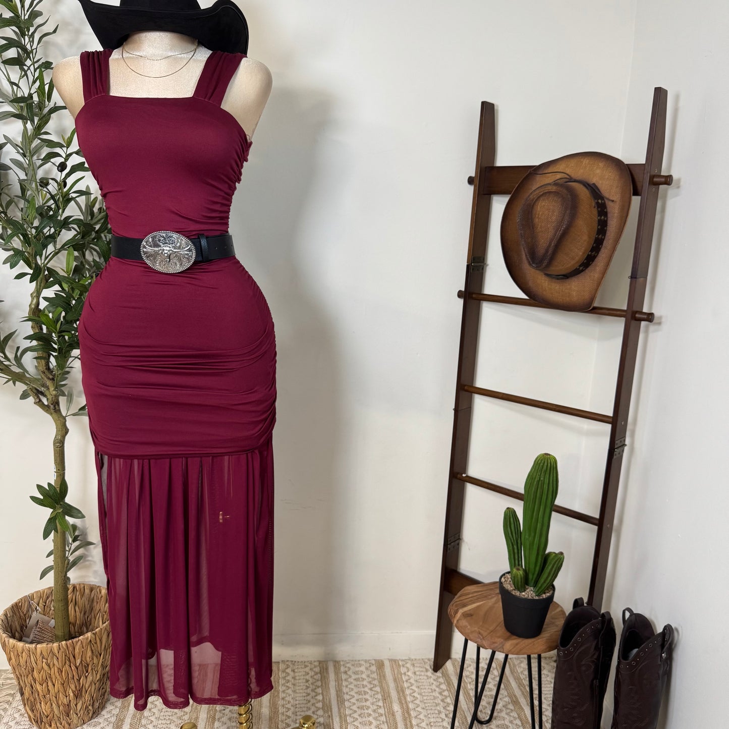 Ella Dress-Burgundy