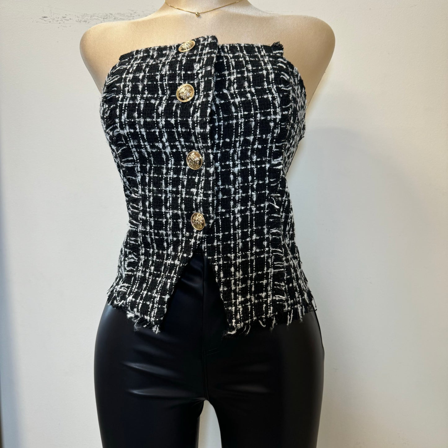 Tweed Tube Top-Black