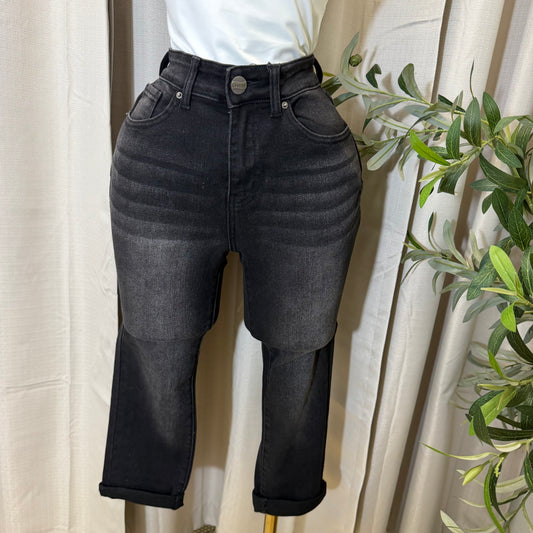 Denim High waisted Capri-Black