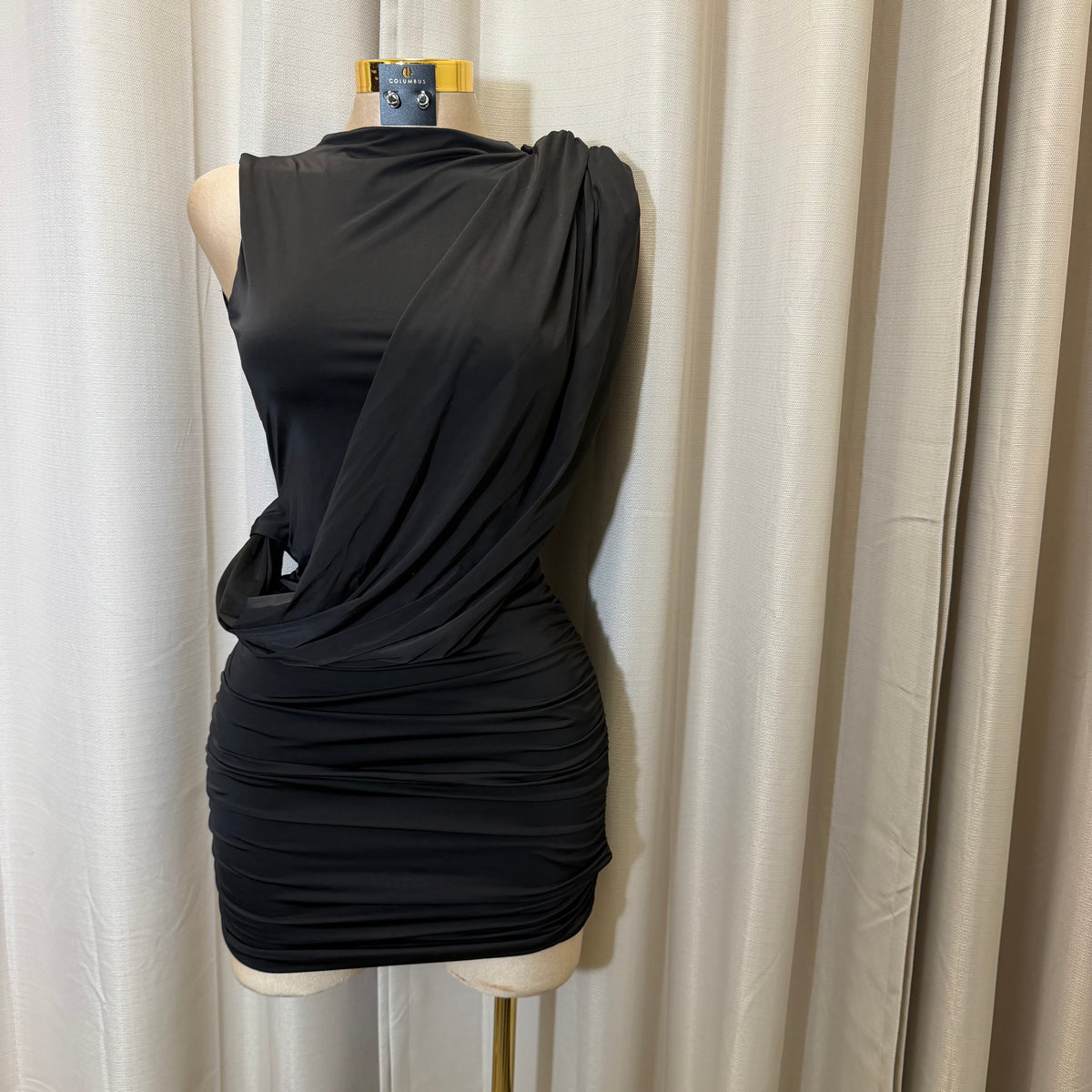 Draped Mock Dress-Black