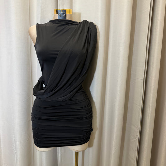Draped Mock Dress-Black