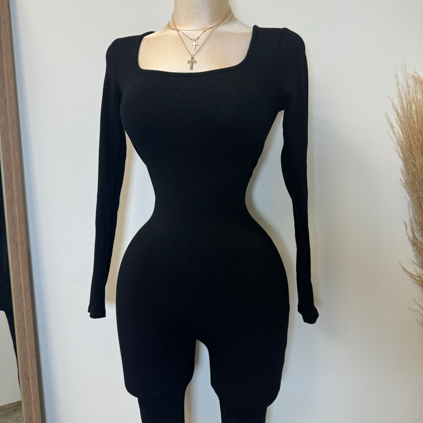 Azary Long Sleeve Jumpsuit-Black