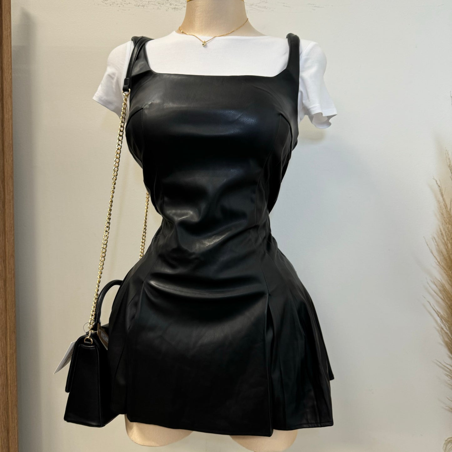 Fresa PU Leather Dress-Black