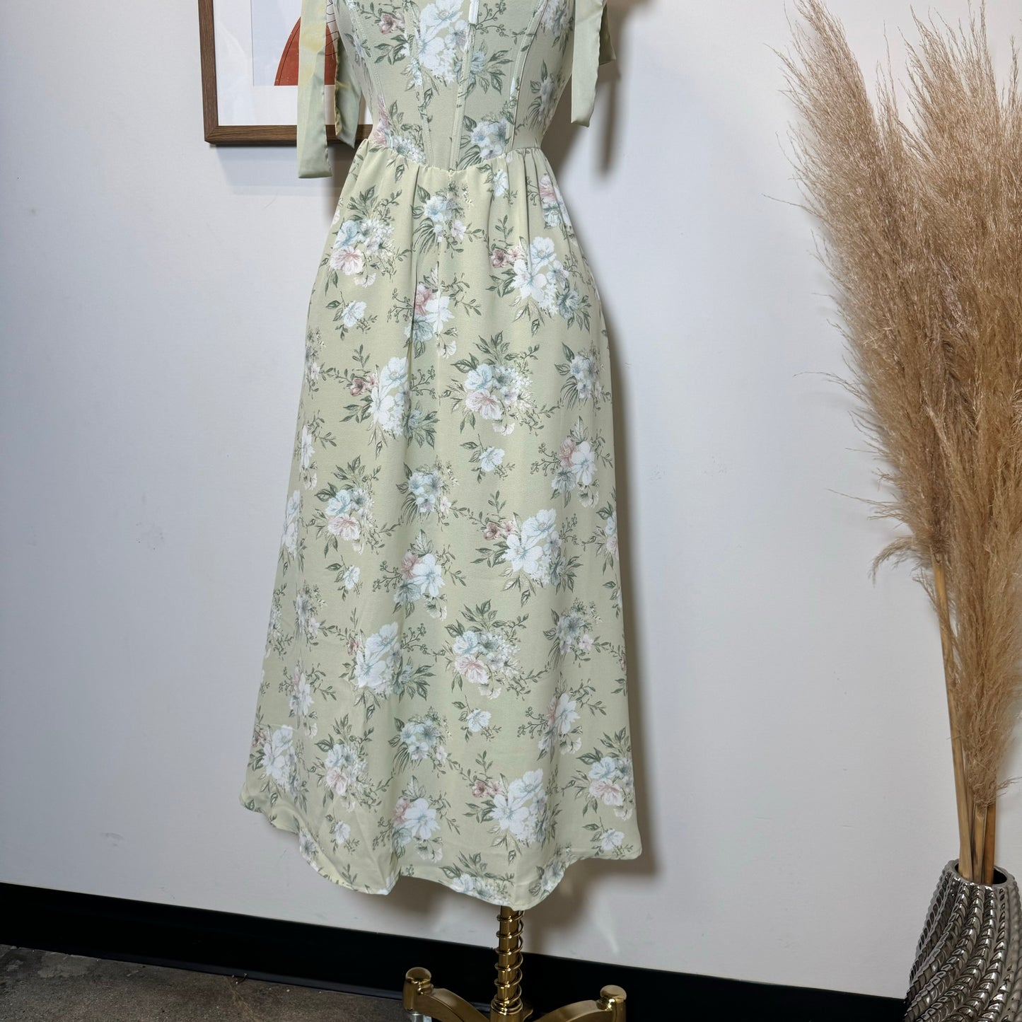 Bunny Corset Maxi Dress-Green