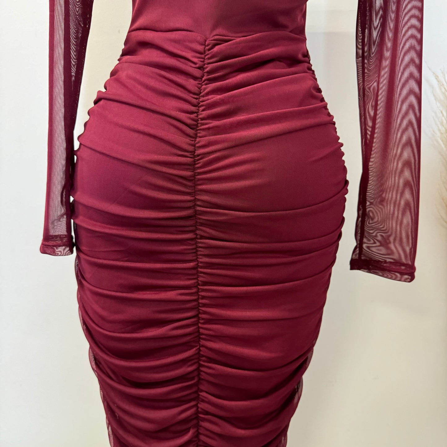 Cherry Mesh Dress-Burgundy