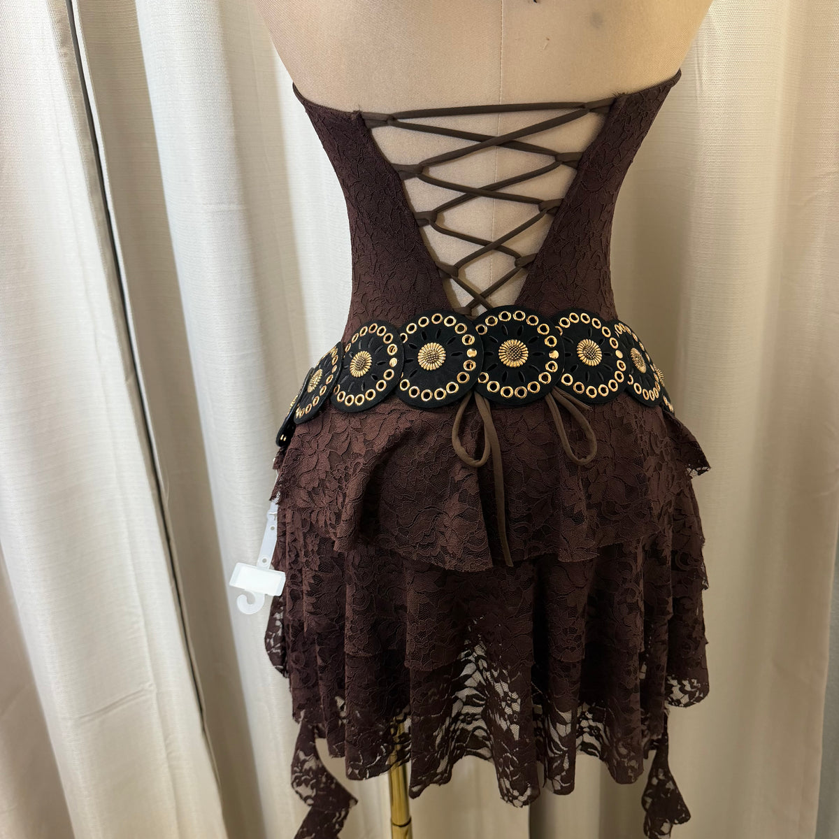 Corset Lace detail Romper-Brown