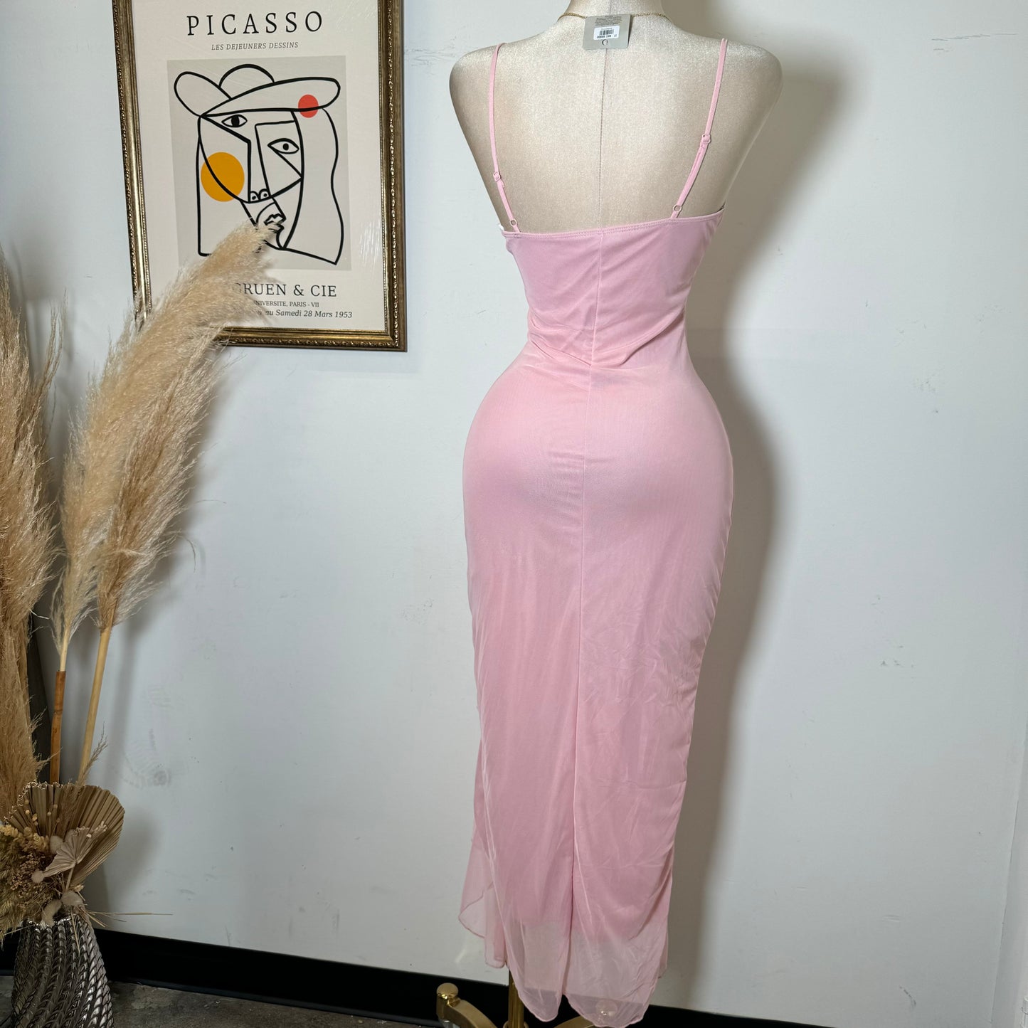 Karil Mesh Dress-Baby Pink