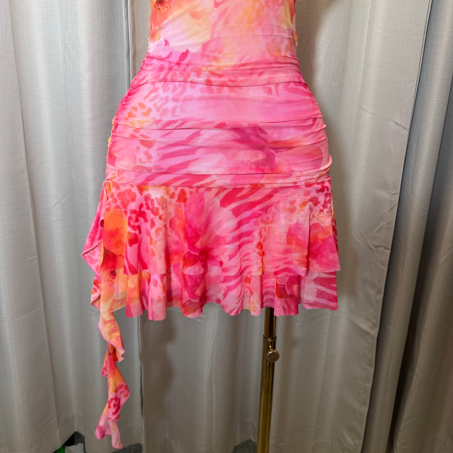 Halter Leopard flower Dress-Pink