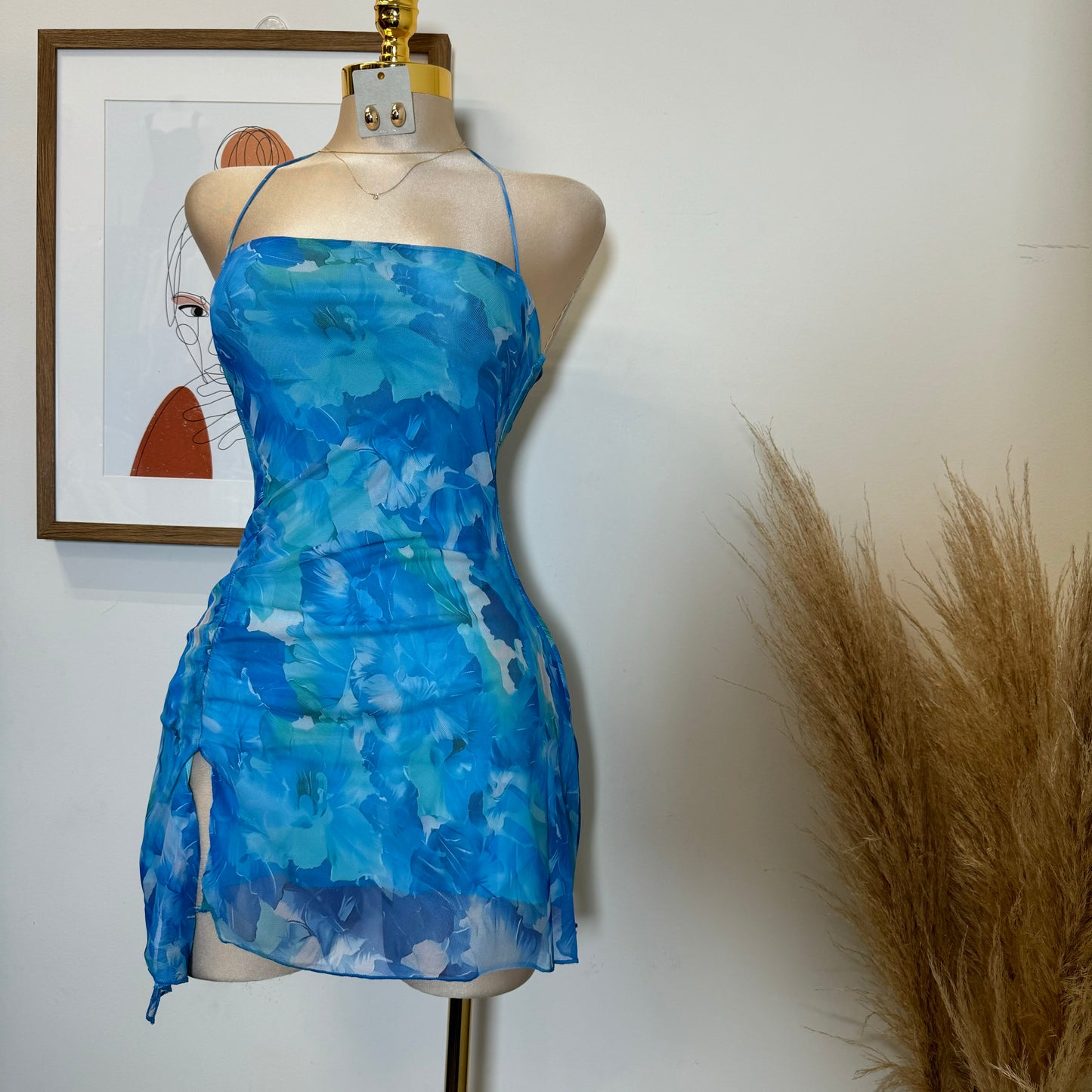 Ay Mama Mesh Dress-Blue