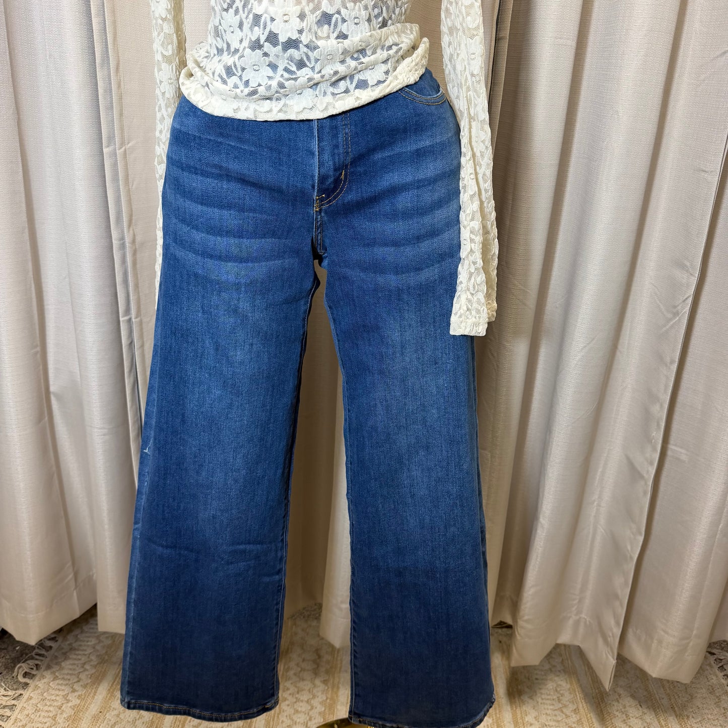 Wide leg  High waisted pants- Blue