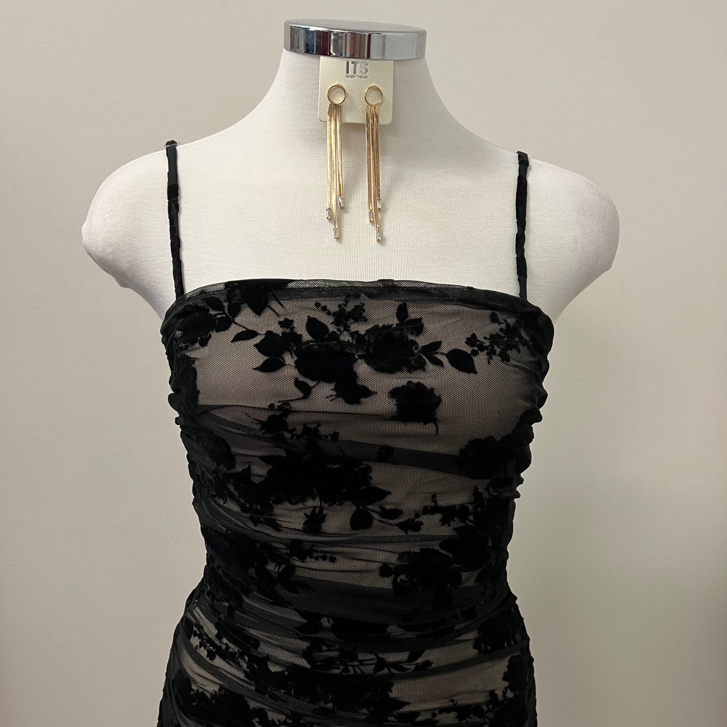 Sol Lace Long Dress-Black