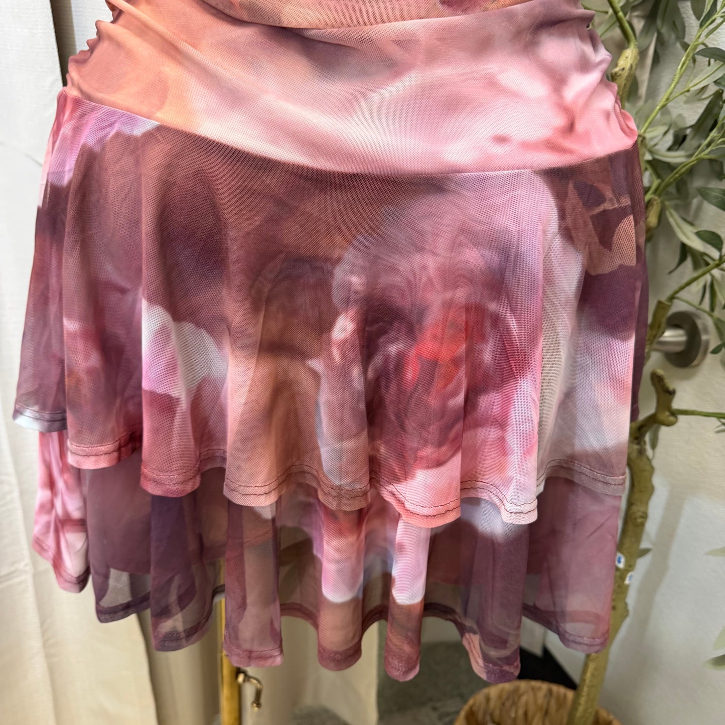 PL-Ruffle Print Flower Romper-Pink