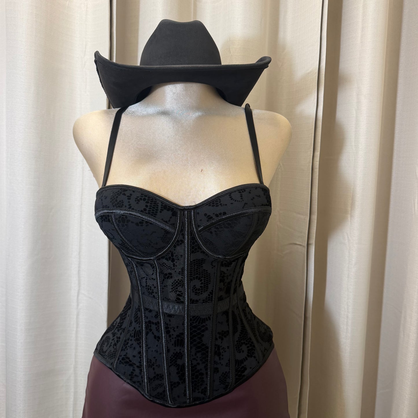 Print Simple Corset -Black