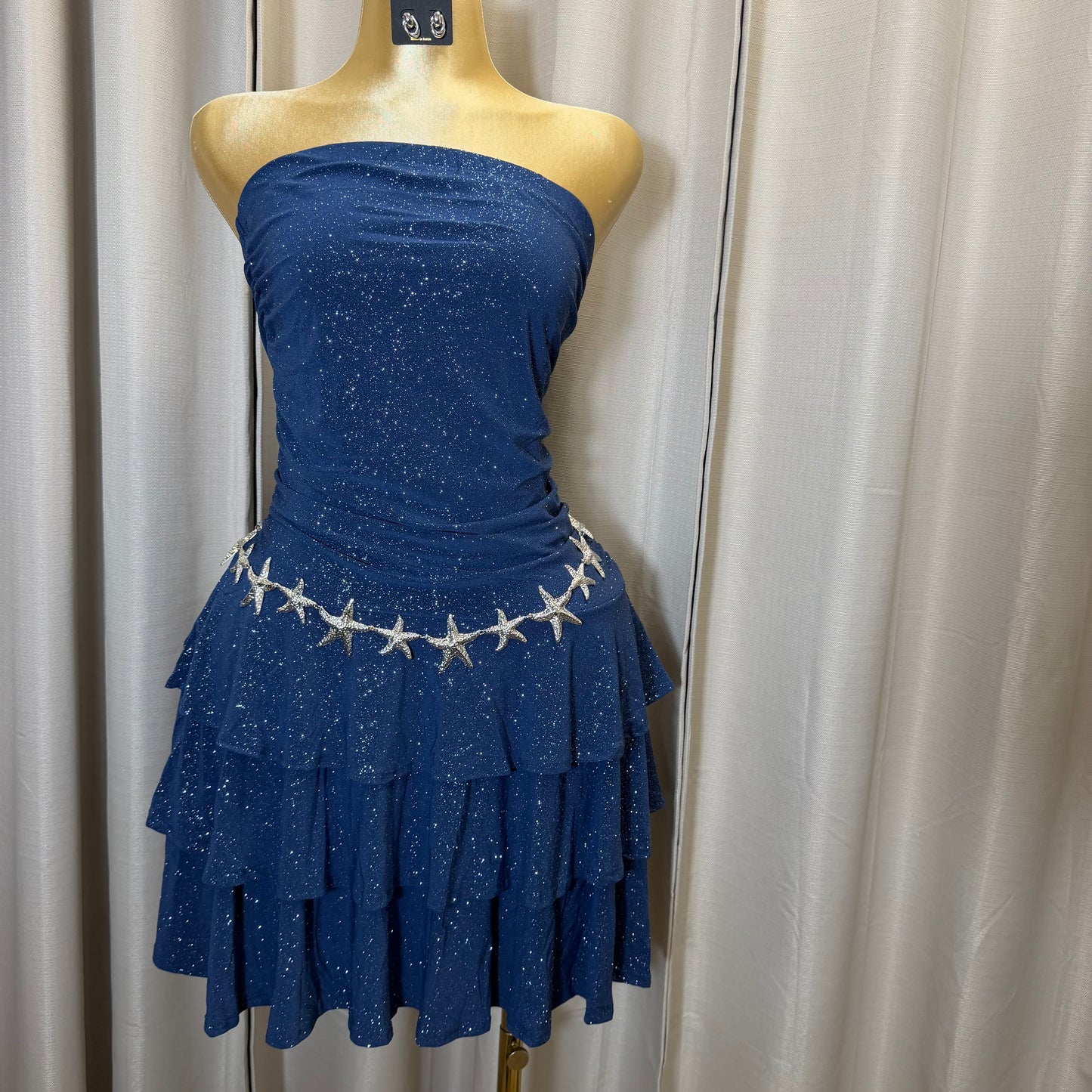 PL-sparkly Ruffle Rube dress-navy