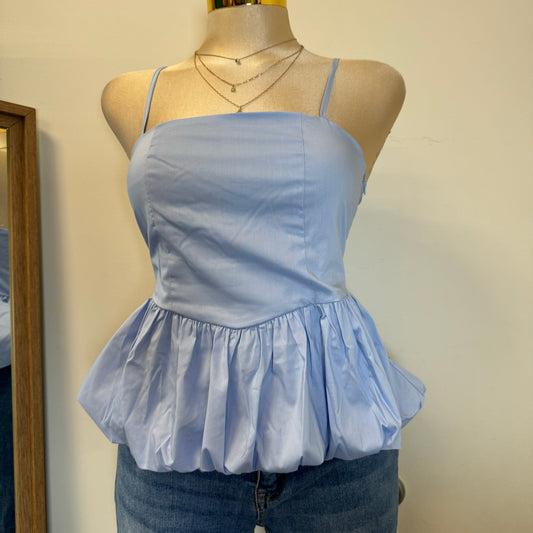 Bubble Hem Cam Top-Blue