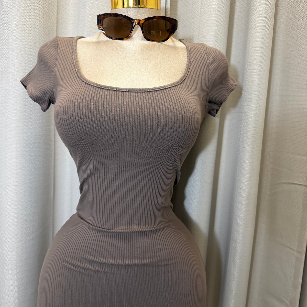 Short sleeve Capri Romper-Mocha