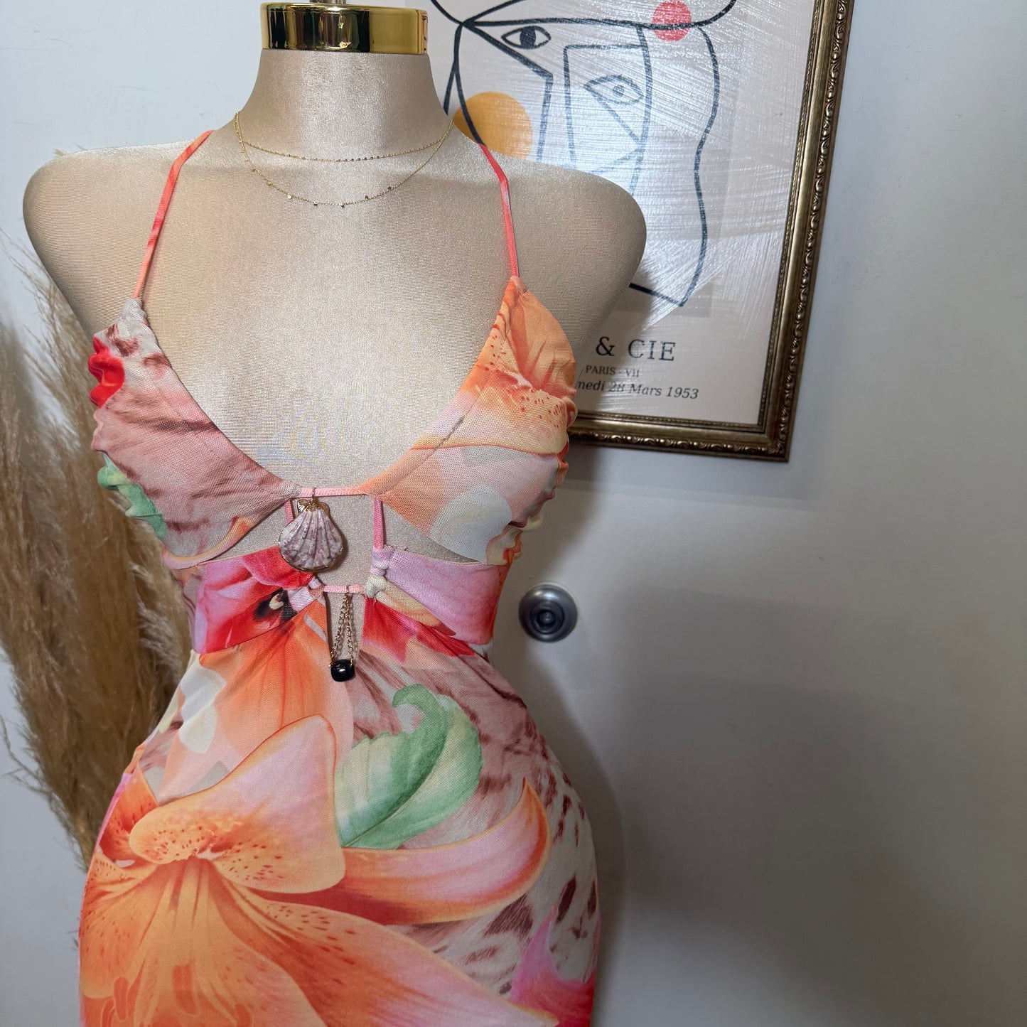 Tropicoqueta Mesh Dress-Peach