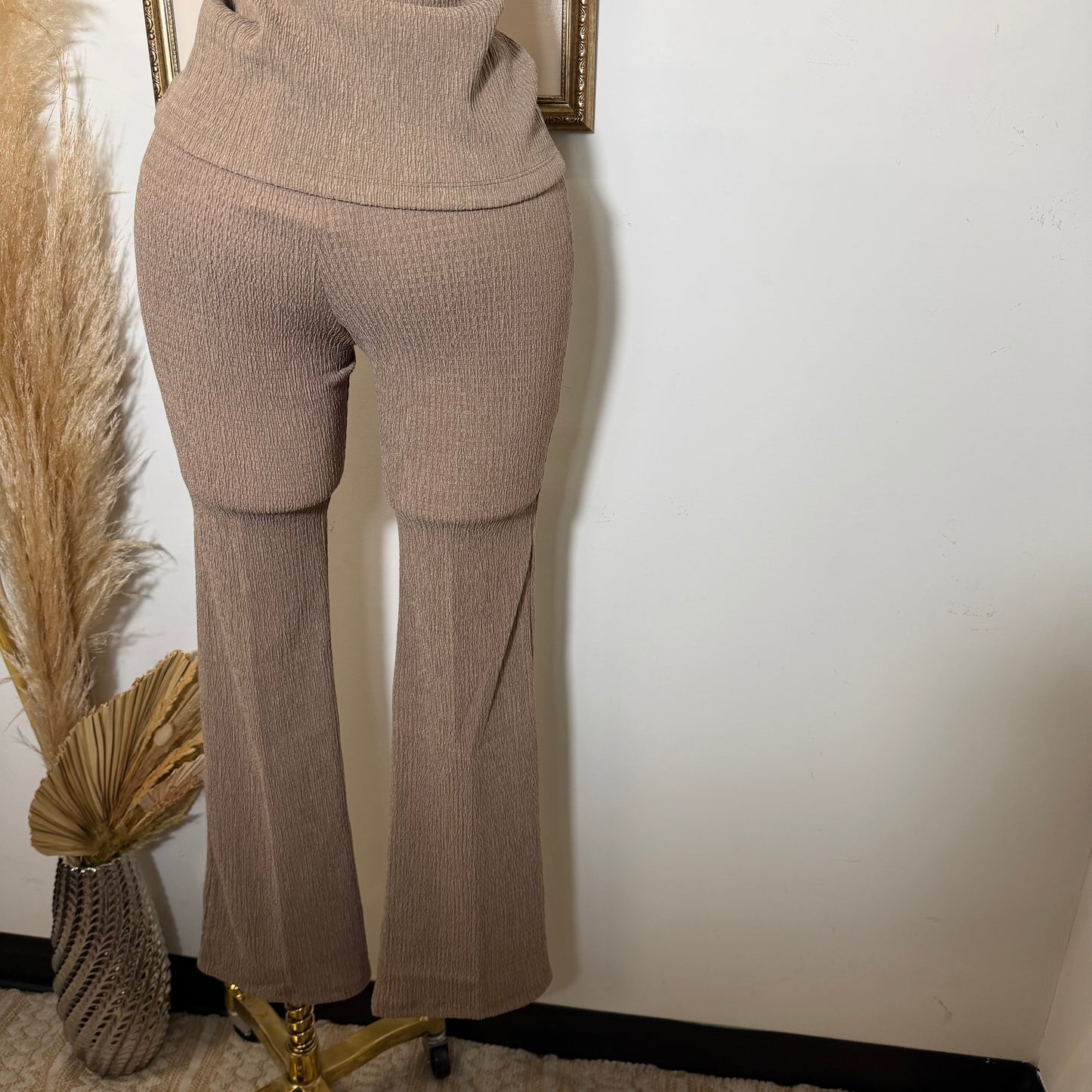 Square neck Vest & Flare Pant set-Khaki