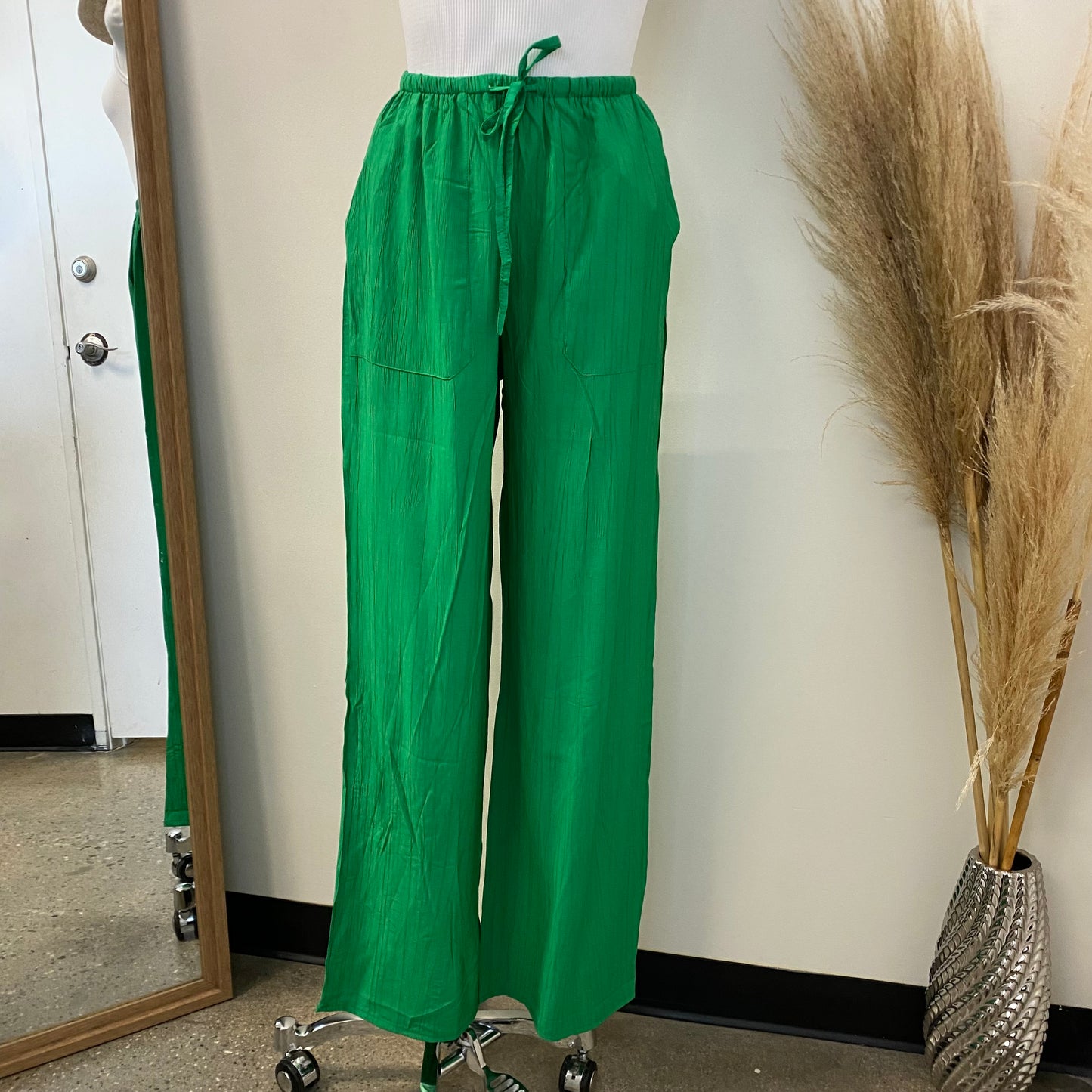 Sayra linen Wide leg Pants-Green