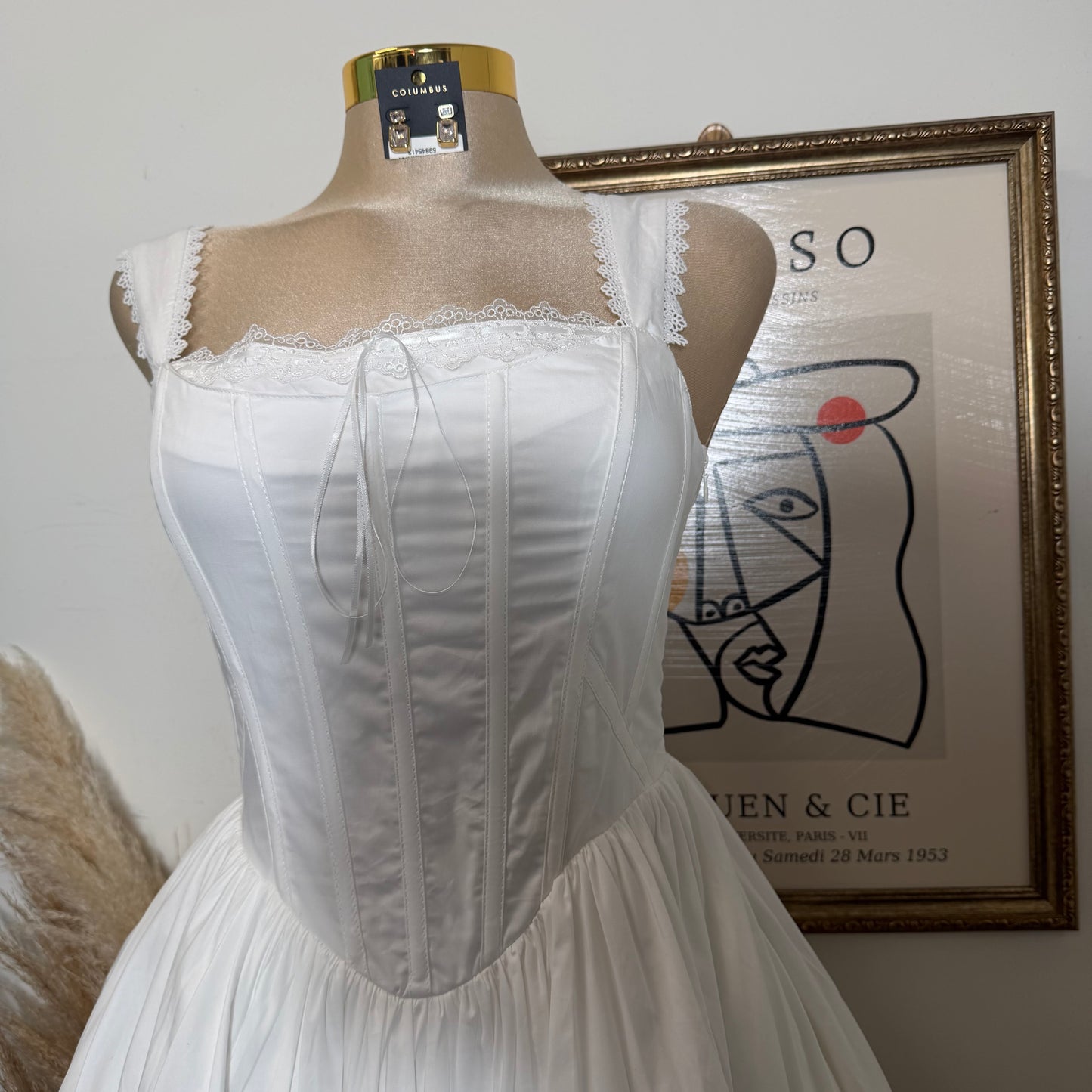 Poplin Strap Mini Dress-Off White