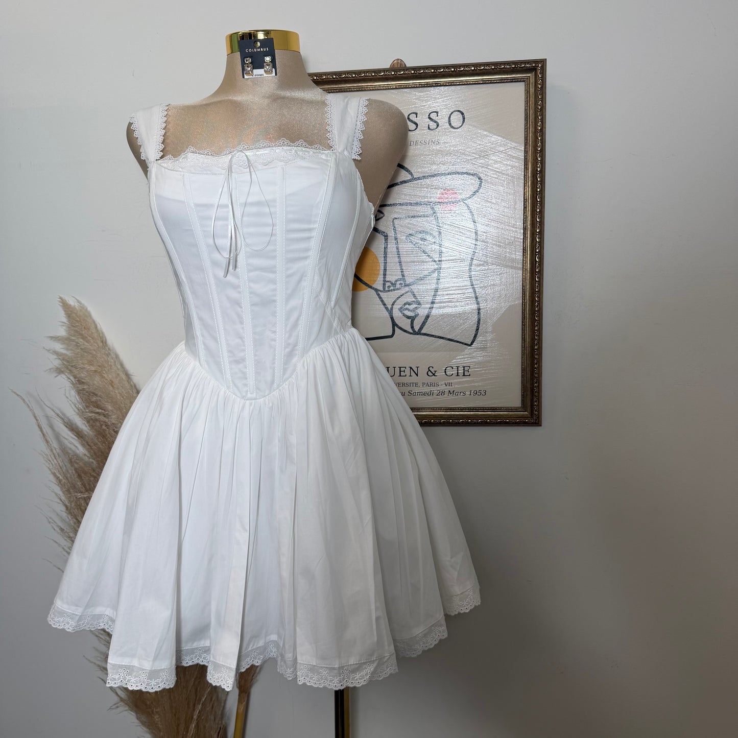 Poplin Strap Mini Dress-Off White