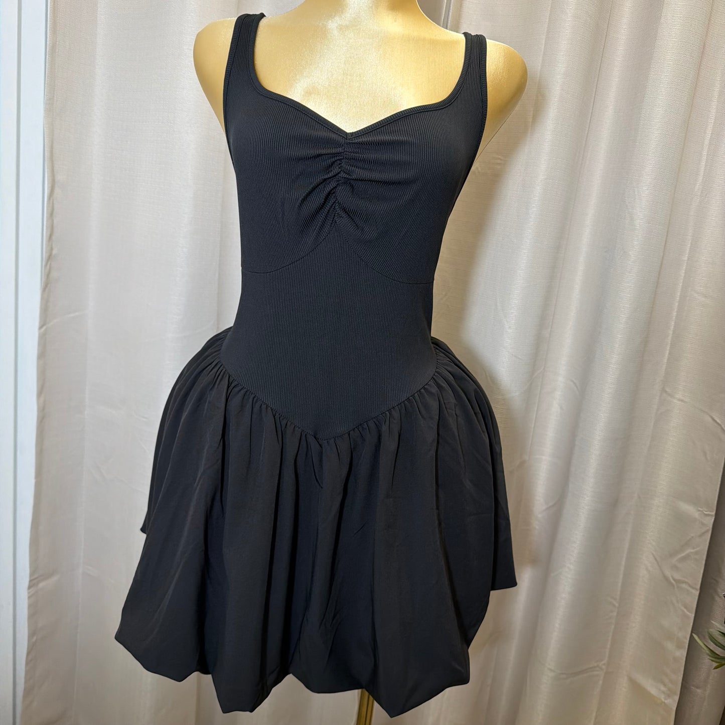 PL-corset Flare Dress-Black