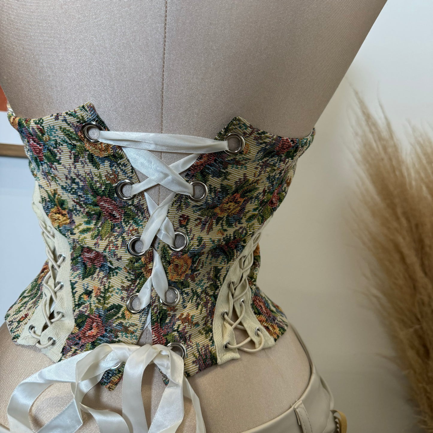 Rose Tie Side Bustier Corset-Floral Print