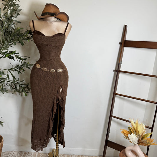 Mismaloya Dress-Lace Brown