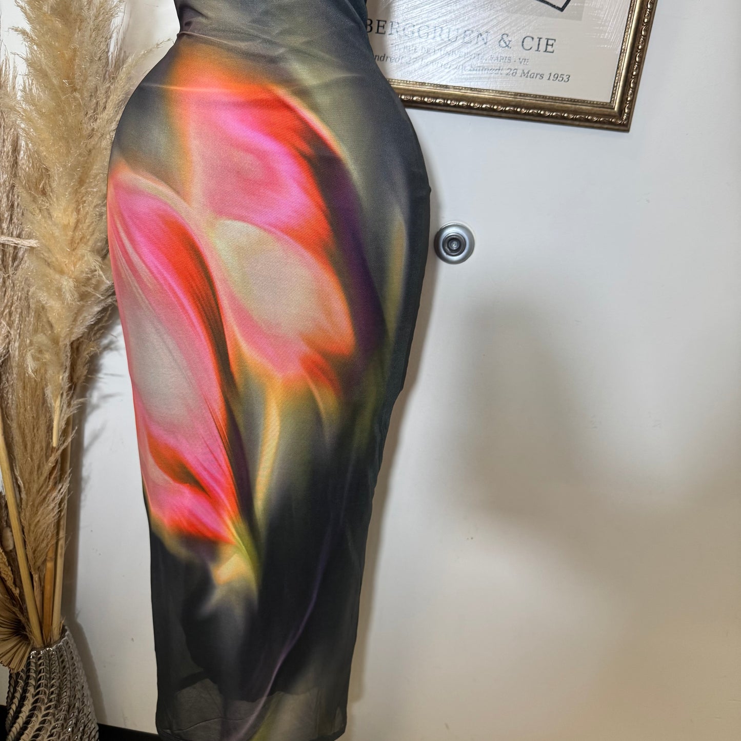 Multicolor Lace Trim Bodycon Midi Dress-Olive