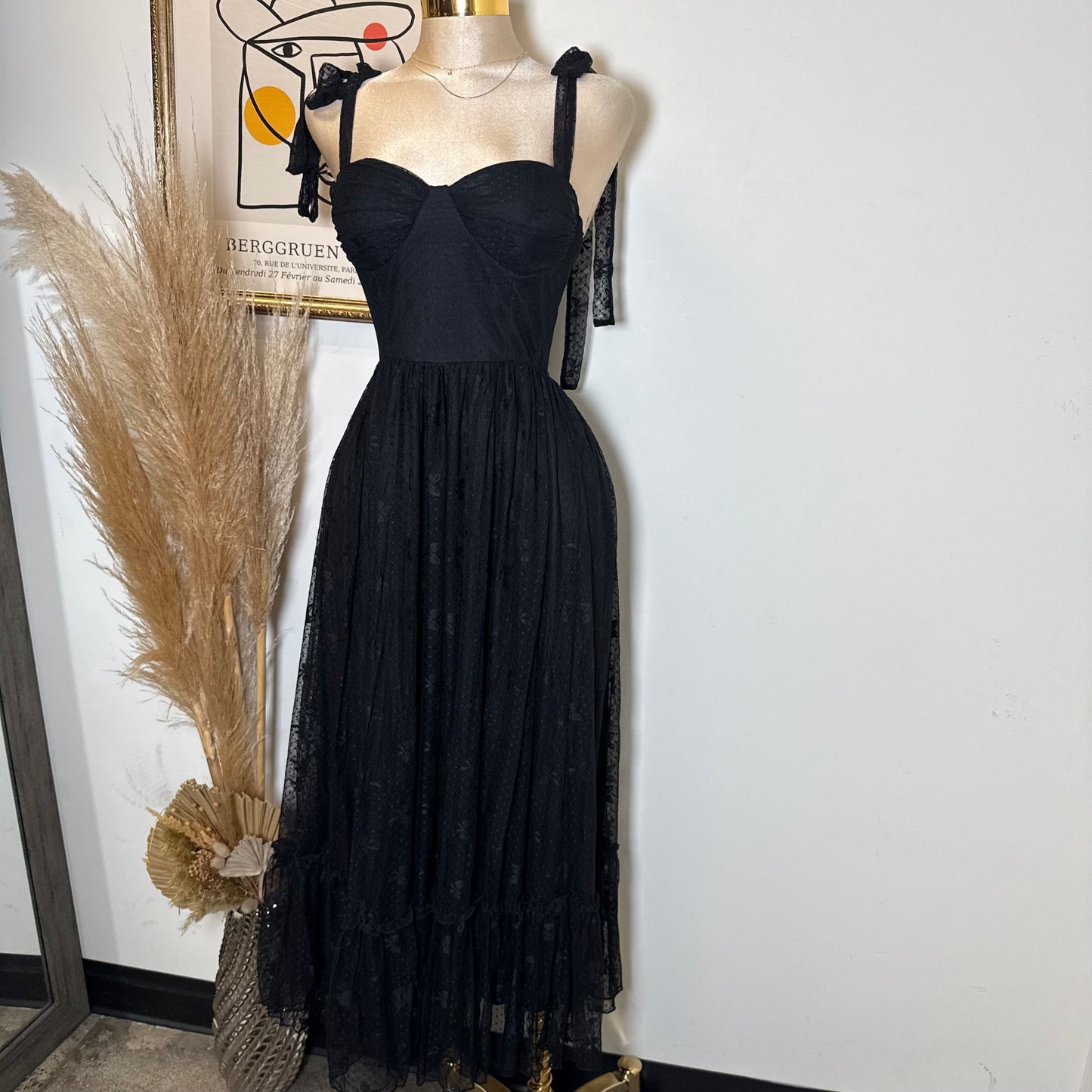 Bow Midi Dress-Black