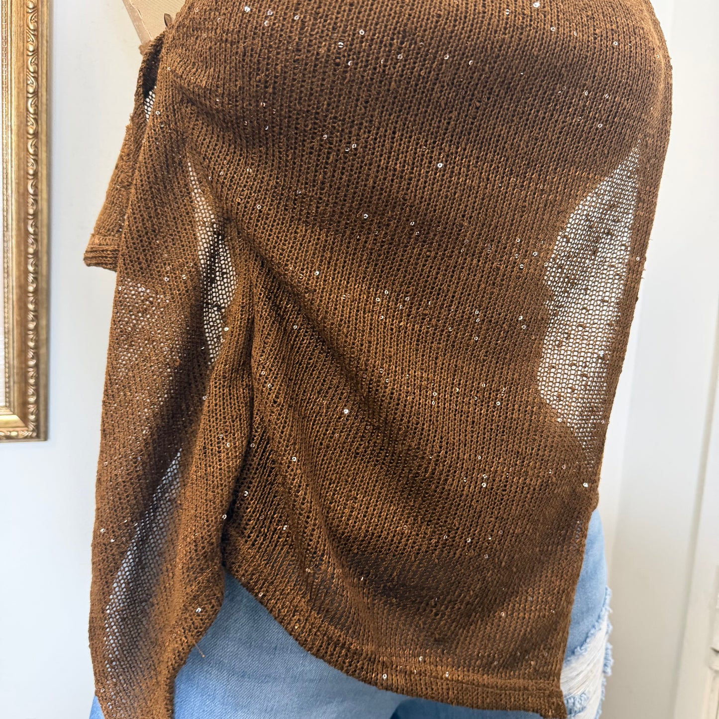 One Shoulder Trim Detail Top-Brown