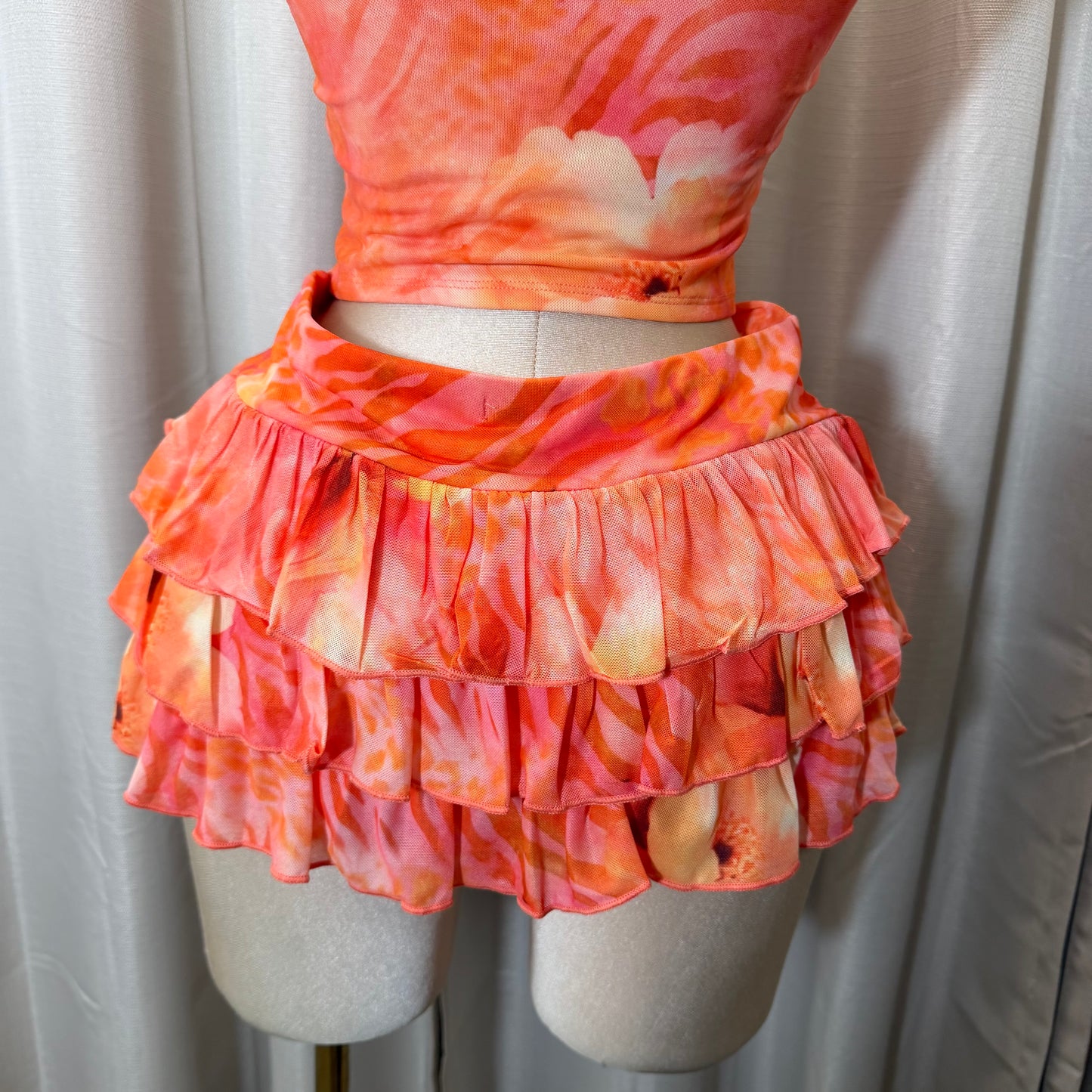 Halter Orange Skirt Set-Orange