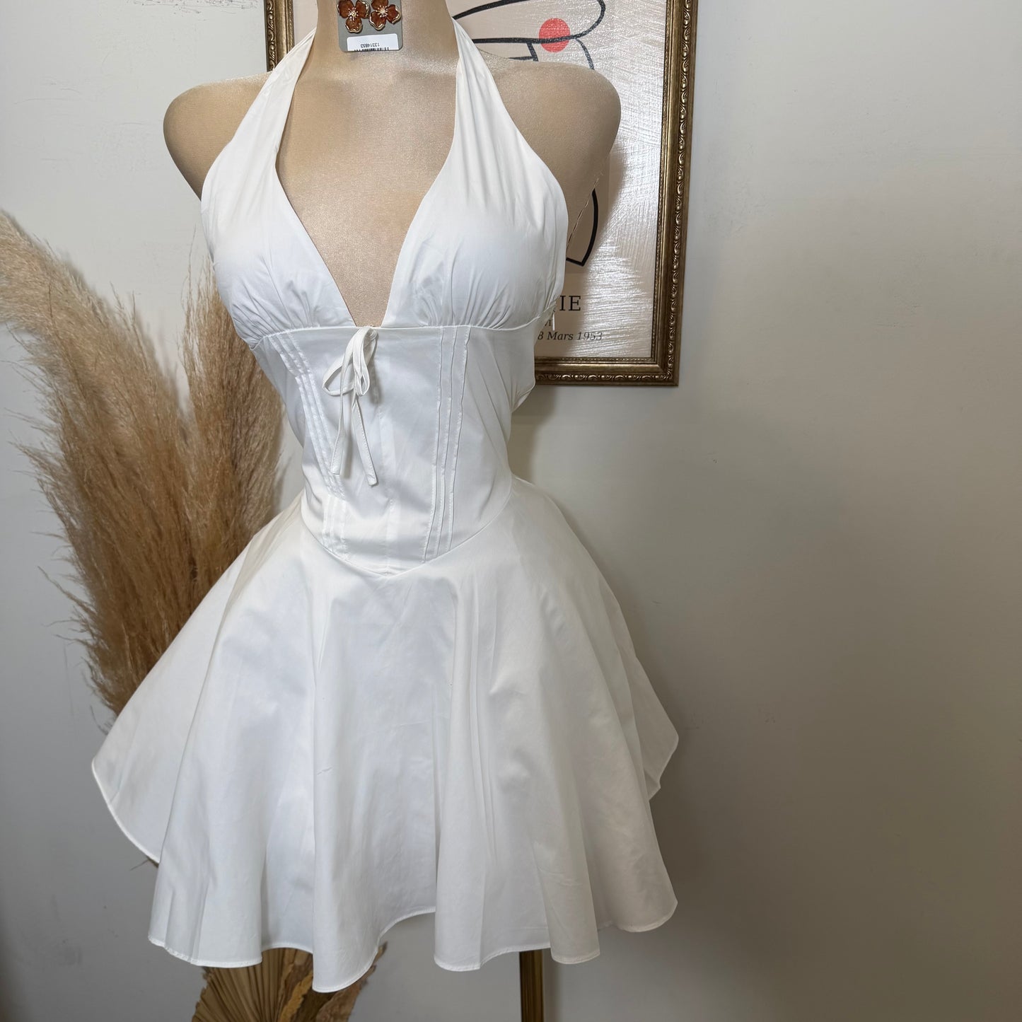 Angela Corset Halter Dress-White