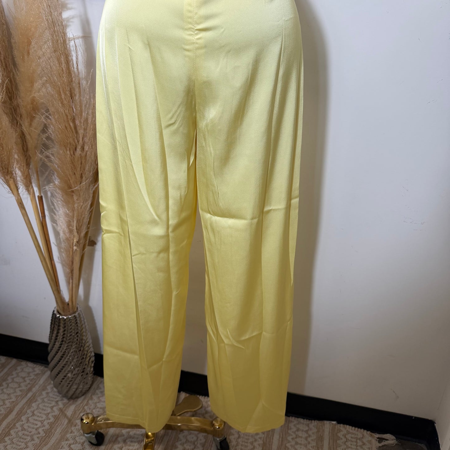 Cowl Halter Neck Wide Leg Jumpsuit-Baby Yellow