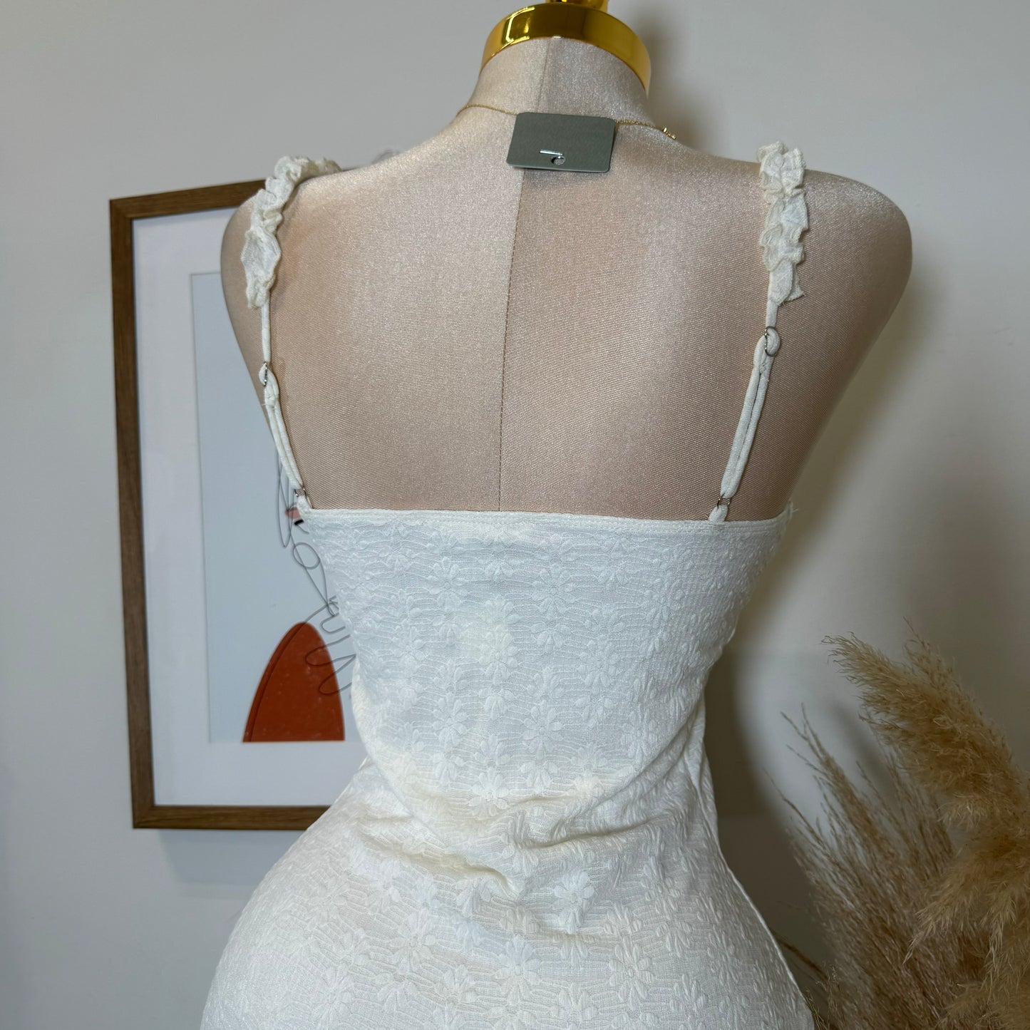 Daisy Asymmetric Skirt Midi Dress-White