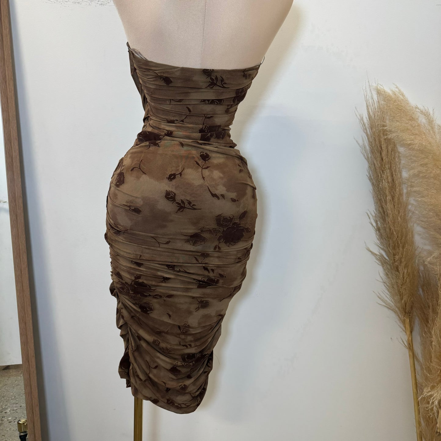 Kiora Strapless Dress-Brown