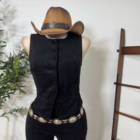 Suede Vest-Black