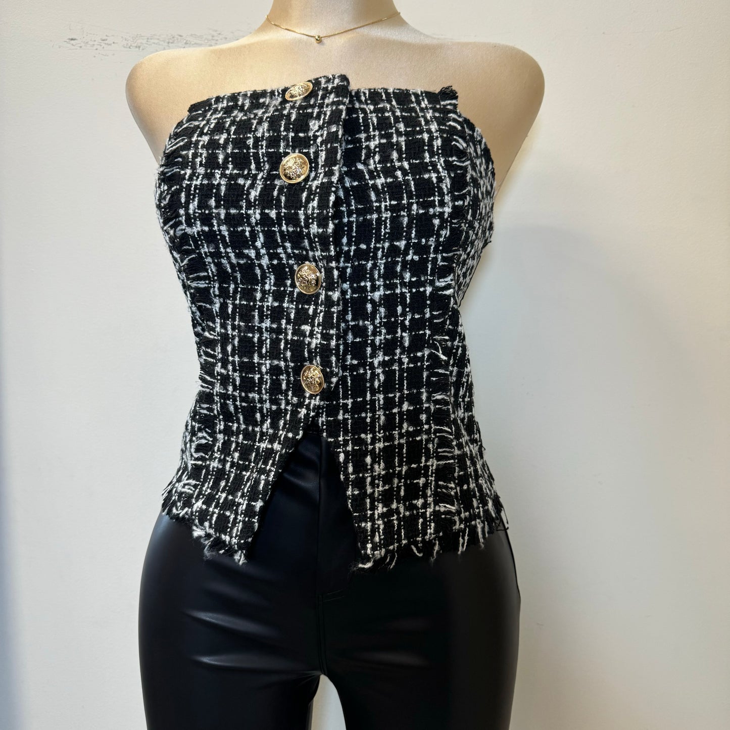 Tweed Tube Top-Black