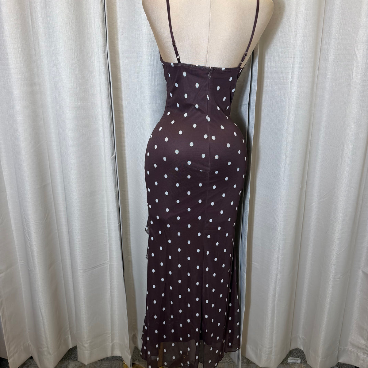 Mismaloya Polka Dot Dress-Brown/Cream