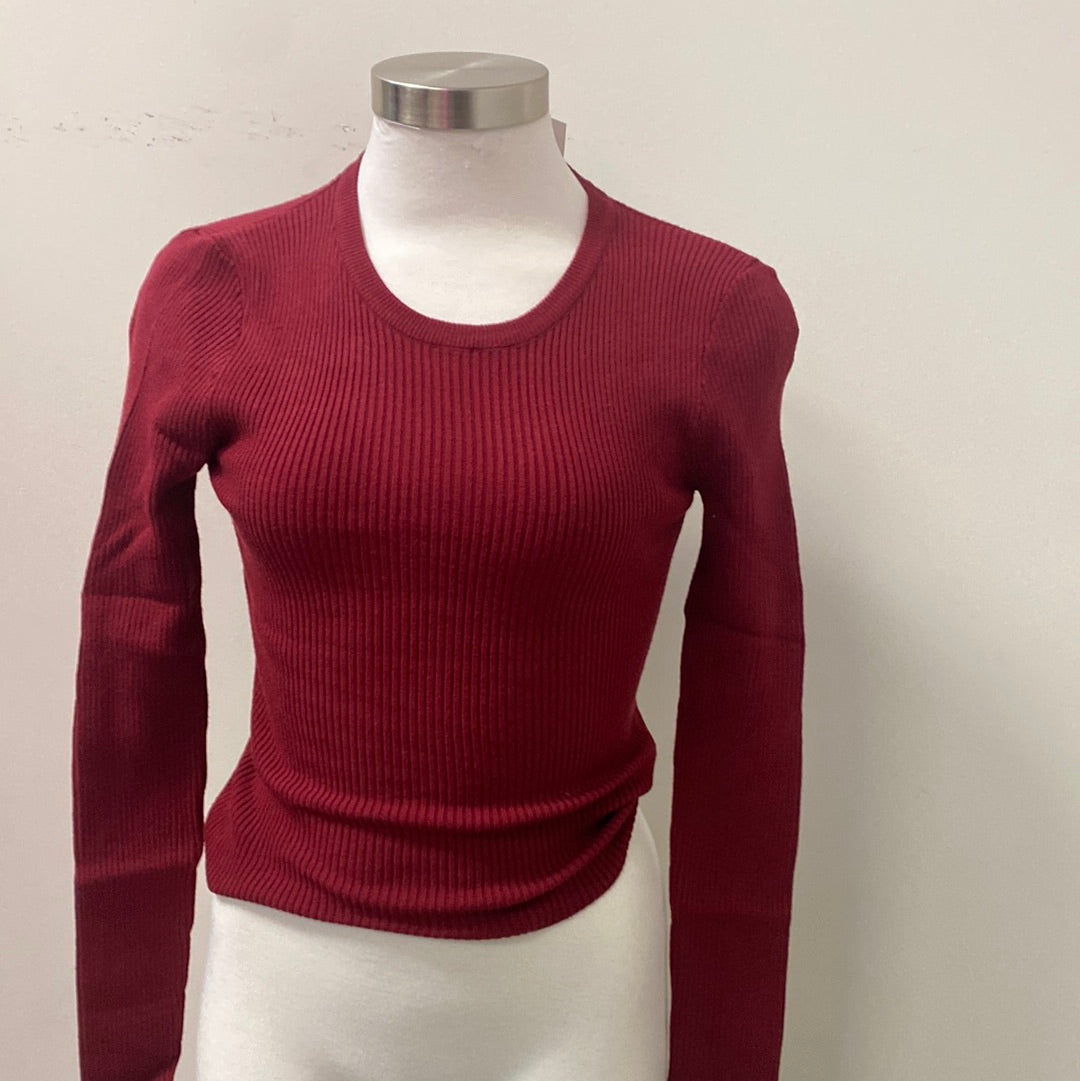 Round Neck Top-Burgundy