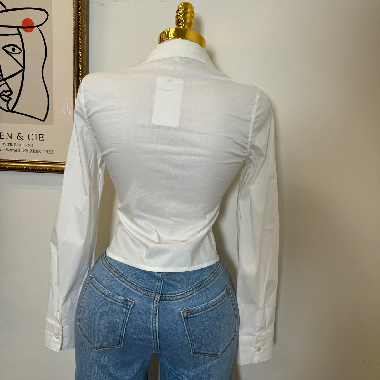 Button Up Long Sleeve Top-White