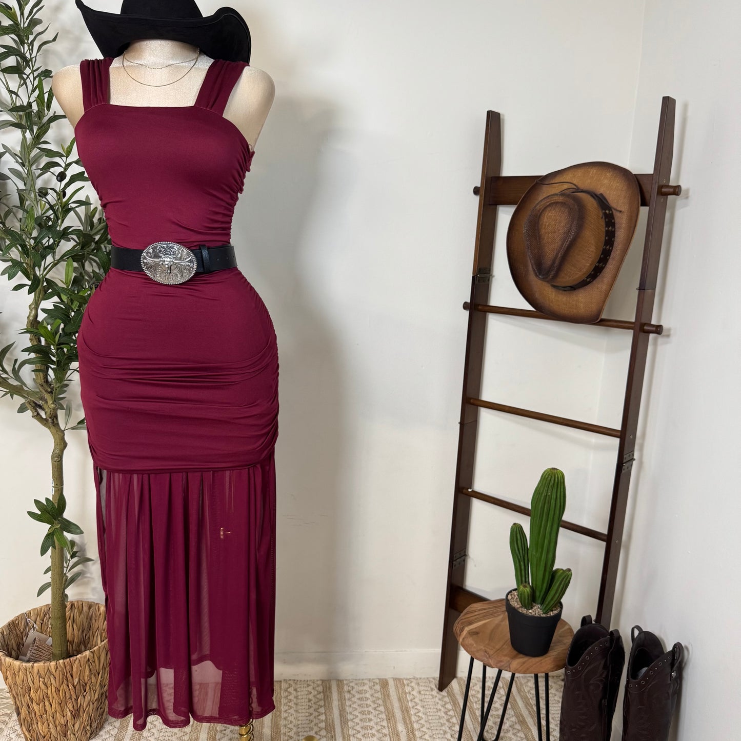 Ella Dress-Burgundy
