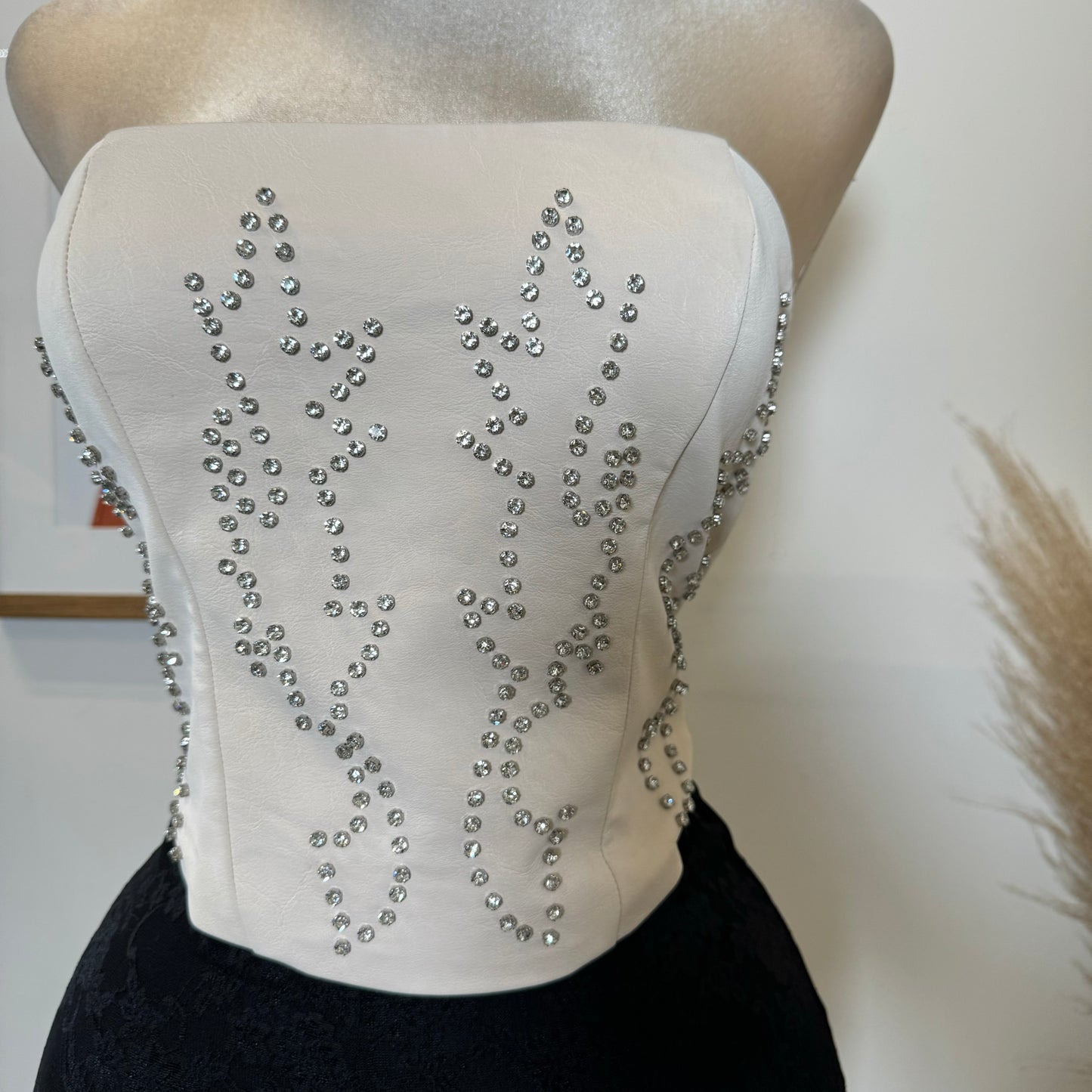 La nena Rhinestone  Western Corset-Cream