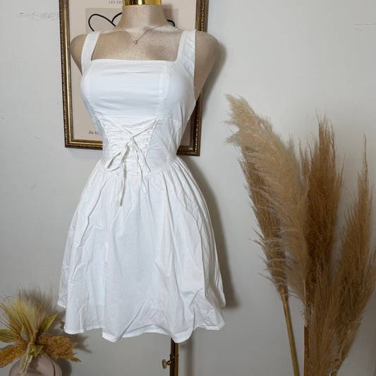 Corset Midi Dress-White