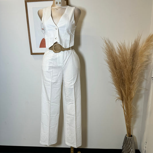 Verano Pant Two Piece Set-White