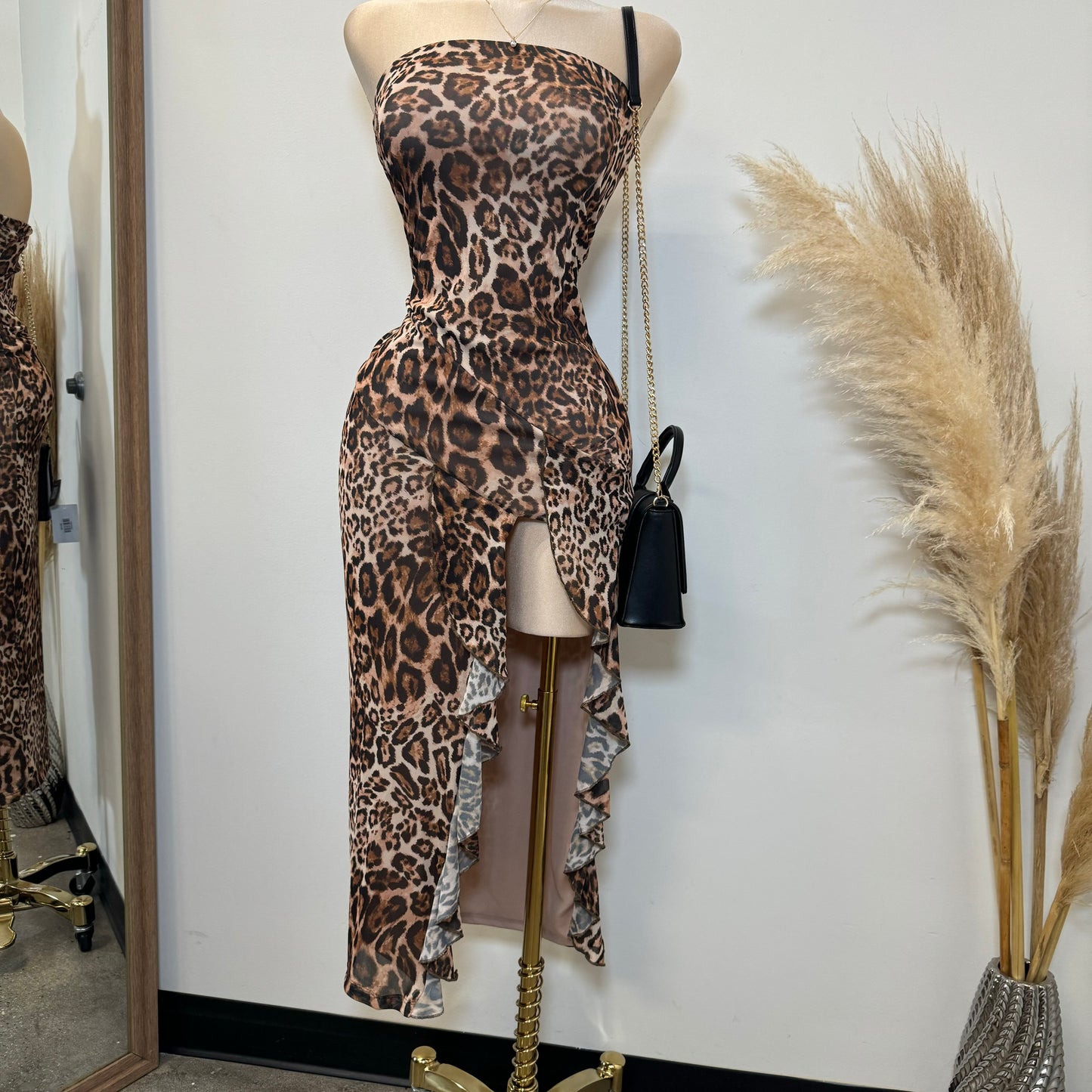 Libra Mesh Dress-Leopard