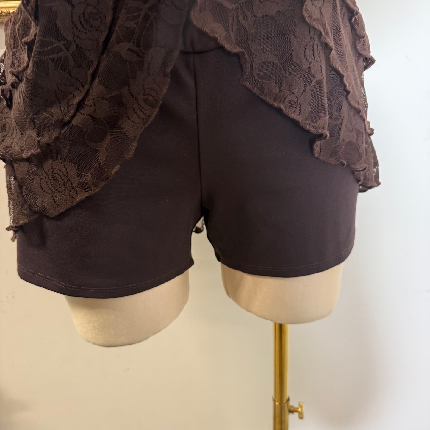 Tube Lace Tiered Romper Cont-Brown