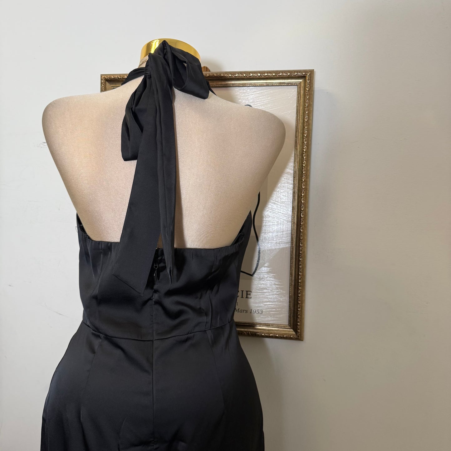 Cowl Halter Neck Wide Leg Jumpsuit-Black