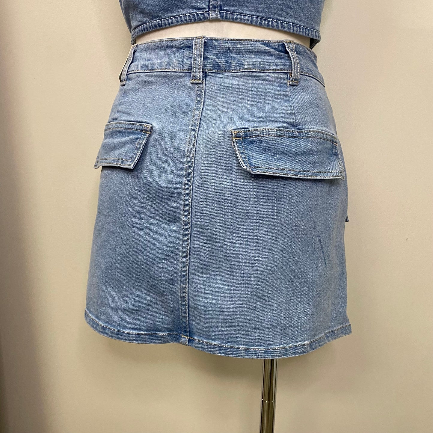 Cargo denim Skirt -Light Blue